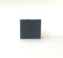 Load image into Gallery viewer, Square  dark charcoal soap bar on a clean white background with soft natural lighting.
