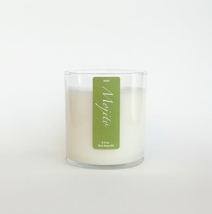 Hand made mint mojito summer cocktail candle